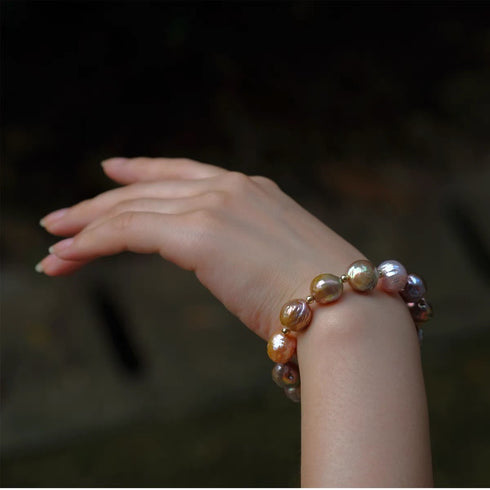 Multi-Color Irregular Baroque Pearl Bracelet - Unique Natural Beauty
